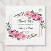 Elegant Geometrische roze roze roodmerken Bedankjes Labels (Achterkant)