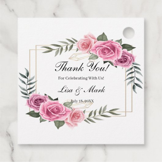 Elegant Geometrische roze roze roodmerken Bedankjes Labels (Achterkant)