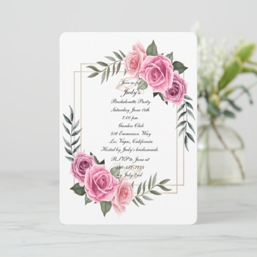 Elegant geometrische roze roze roze roodroze kaart (Staand voorkant)