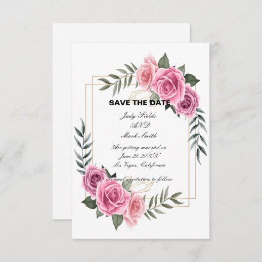 Elegant geometrische roze roze roze roze om de dat bedankkaart (Voorkant / Achterkant)