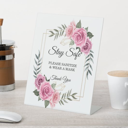 Elegant geometrische roze roze roze veiligheid reclamebord met voetstuk (Insitu)