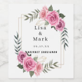 Elegant Geometrische roze roze waslabels Wijn Etiket (Enkel label)