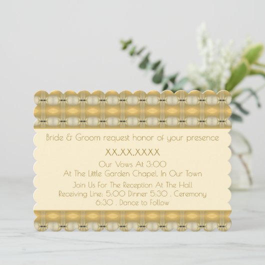 Elegant gepatterd goud en crème kaart (Staand voorkant)