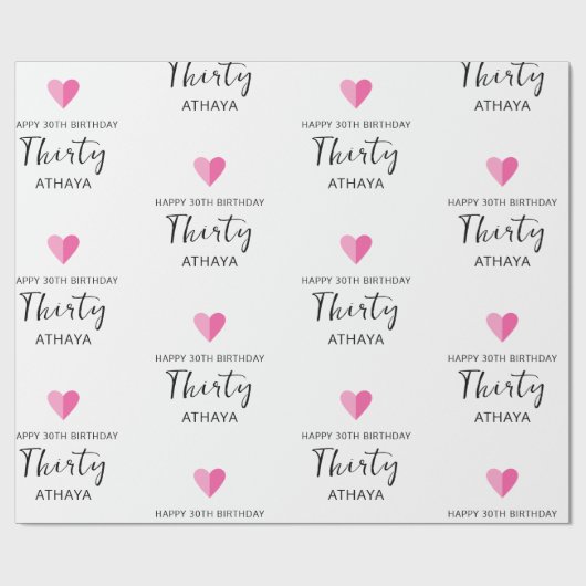 Elegant gepersonaliseerd 30e verjaardag cadeaupapier (Vlak)