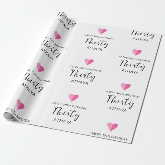 Elegant gepersonaliseerd 30e verjaardag cadeaupapier (Uitgerold)