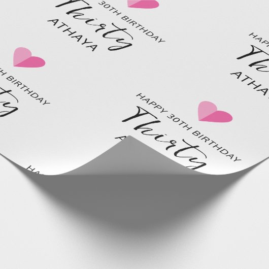 Elegant gepersonaliseerd 30e verjaardag cadeaupapier (Hoek)