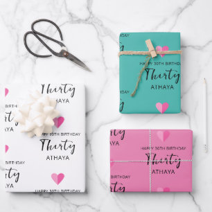 Elegant gepersonaliseerd 30e verjaardag inpakpapier vel