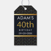 Elegant gepersonaliseerd 40e verjaardag goud en zw cadeaulabel (Voorkant)