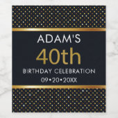 Elegant gepersonaliseerd 40e verjaardag goud wijn etiket (Enkel label)