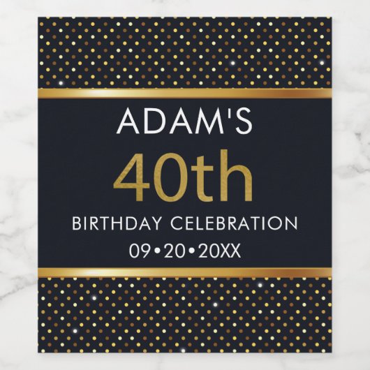 Elegant gepersonaliseerd 40e verjaardag goud wijn etiket (Enkel label)