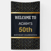 Elegant gepersonaliseerd 50e verjaardag Gold Spandoek (Verticaal)