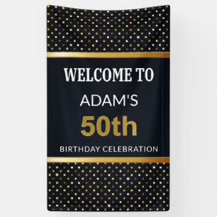 Elegant gepersonaliseerd 50e verjaardag Gold Spandoek