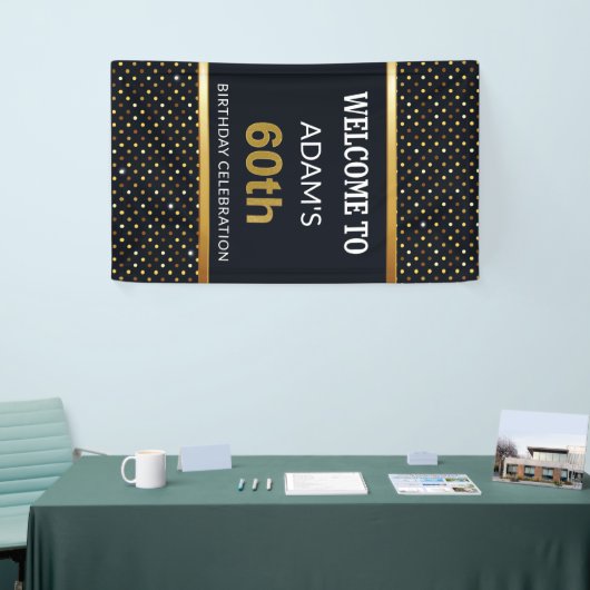 Elegant gepersonaliseerd 60e verjaardag Gold Spandoek (Beurs)