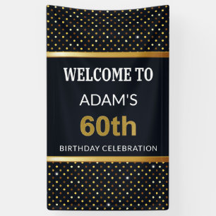 Elegant gepersonaliseerd 60e verjaardag Gold Spandoek