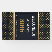 Elegant gepersonaliseerd 80e verjaardag Gold Spandoek (Horizontaal)