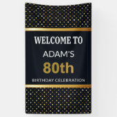 Elegant gepersonaliseerd 80e verjaardag Gold Spandoek (Verticaal)