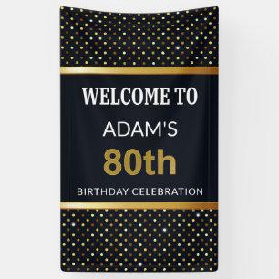 Elegant gepersonaliseerd 80e verjaardag Gold Spandoek