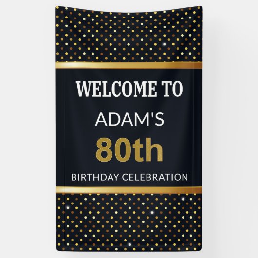 Elegant gepersonaliseerd 80e verjaardag Gold Spandoek (Verticaal)