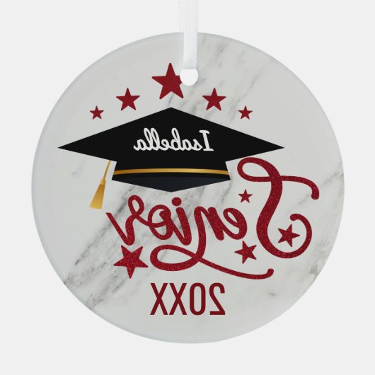 Elegant gepersonaliseerd Afstuderen van de Naam se Glas Ornament (Achterkant)