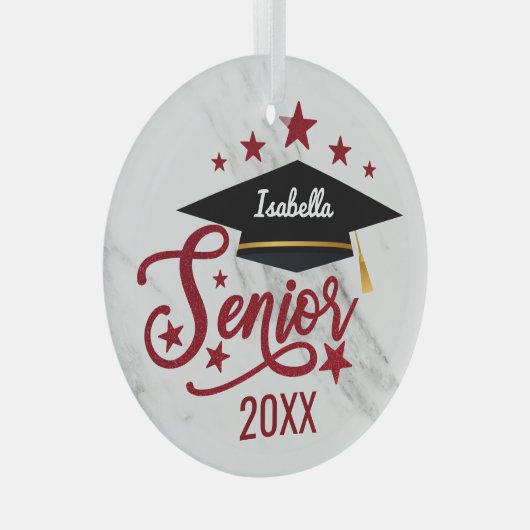 Elegant gepersonaliseerd Afstuderen van de Naam se Glas Ornament (Voorkant Rechts)