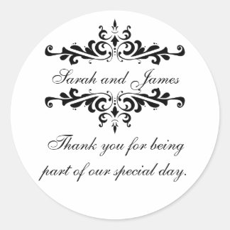 Elegant Gepersonaliseerd Bedankt voor je bruiloft. Ronde Sticker