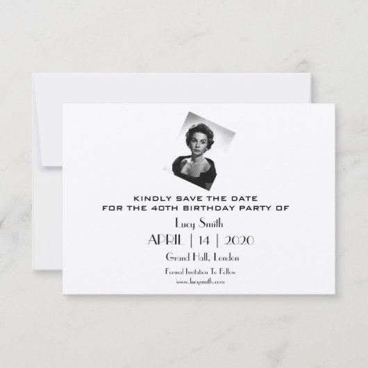 Elegant Gepersonaliseerd Birthday Party Save The Date (Voorkant)