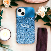 Elegant gepersonaliseerd blauw glitter Kijk luxe iPhone Hoesje