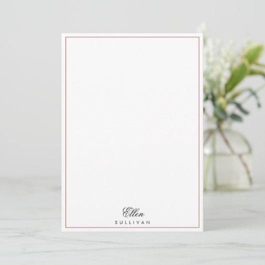 Elegant gepersonaliseerd blauw/robijnrood bloemetj notitiekaartje (Staand voorkant)