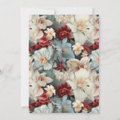 Elegant gepersonaliseerd blauw/robijnrood bloemetj notitiekaartje (Achterkant)