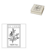 Elegant Gepersonaliseerd Bloem Ex Libris Rubberstempel (Gestempeld)