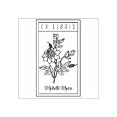 Elegant Gepersonaliseerd Bloem Ex Libris Rubberstempel (Afrduk)