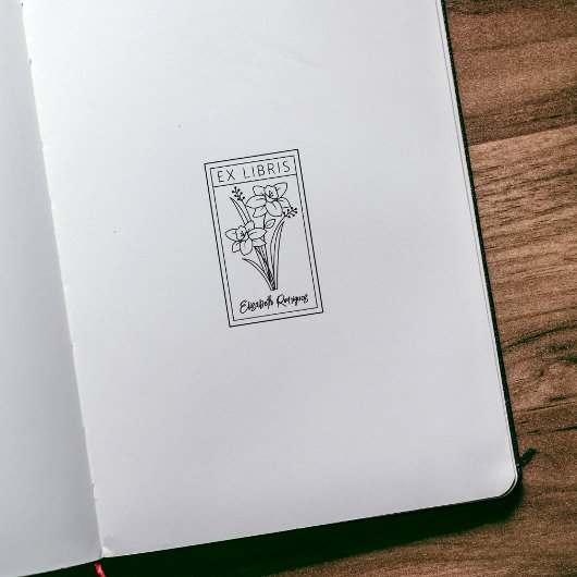 Elegant Gepersonaliseerd Bloem Ex Libris Rubberstempel