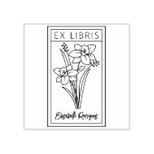 Elegant Gepersonaliseerd Bloem Ex Libris Rubberstempel (Afrduk)