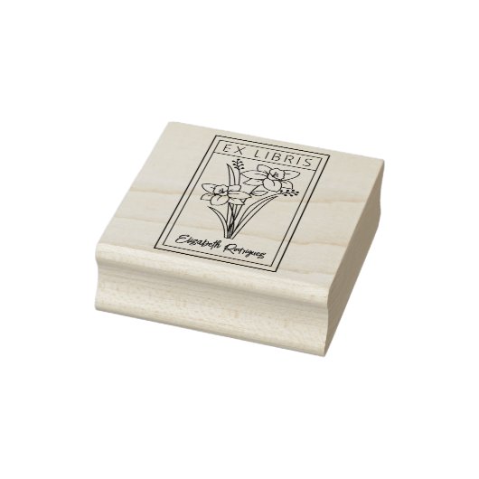 Elegant Gepersonaliseerd Bloem Ex Libris Rubberstempel (Stempel)