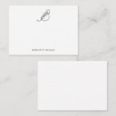 Elegant Gepersonaliseerd Bloemig Script Monogram Notitiekaartje (Voorkant / Achterkant)