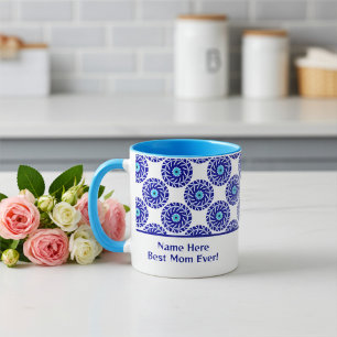 Elegant Gepersonaliseerd Blue Evil Eye geometrisch Mok