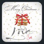 Elegant Gepersonaliseerd Christmas Cookie Gift Sti Vierkante Sticker<br><div class="desc">Creëer uw eigen aangepaste cookie geven stickers! Pas deze elegante cadeau-labels aan met Jouw naam door op de knop aanpassen onder de sticker te klikken en Jouw naam onderaan in te typen met behulp van de hulplijnen. Voeg een liefdevol persoonlijk tintje toe aan uw vakantiekoekjes!</div>