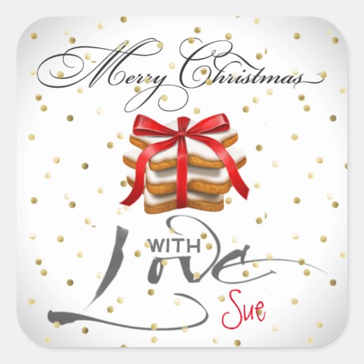Elegant Gepersonaliseerd Christmas Cookie Gift Sti Vierkante Sticker (Voorkant)