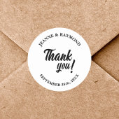 Elegant gepersonaliseerd dank u bruiloft gunst ronde sticker