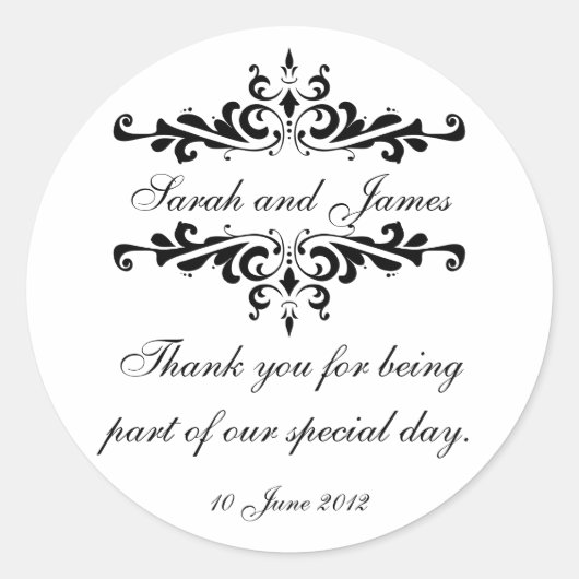 Elegant gepersonaliseerd dank u bruiloft Sticker (Voorkant)