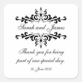 Elegant gepersonaliseerd dank u bruiloft stickers