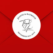 Elegant gepersonaliseerd dank u kalligrafie bruilo ronde sticker