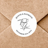 Elegant gepersonaliseerd dank u kalligrafie bruilo ronde sticker