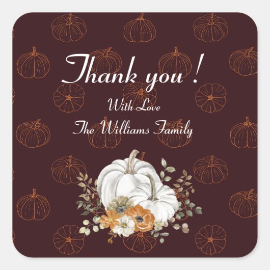 Elegant Gepersonaliseerd Dank u Vierkante Sticker (Voorkant)