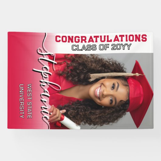 Elegant gepersonaliseerd foto Afstuderen Spandoek (Horizontaal)