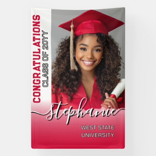 Elegant gepersonaliseerd foto Afstuderen Spandoek (Verticaal)