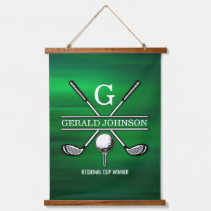 Elegant Gepersonaliseerd Golf Monogram Ontwerp Hangend Wandkleed