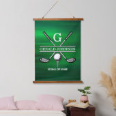 Elegant Gepersonaliseerd Golf Monogram Ontwerp Hangend Wandkleed (Slaapkamer)