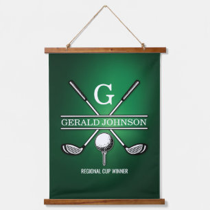 Elegant Gepersonaliseerd Golf Monogram Ontwerp Hangend Wandkleed