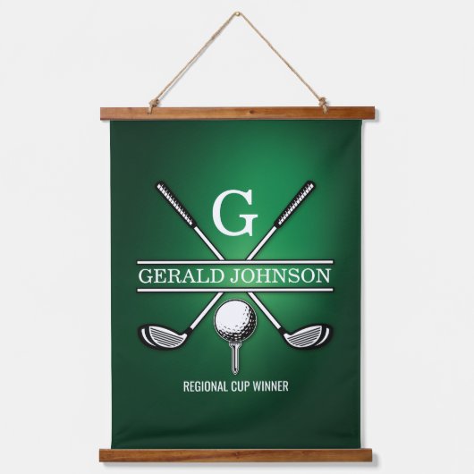 Elegant Gepersonaliseerd Golf Monogram Ontwerp Hangend Wandkleed (Voorkant)